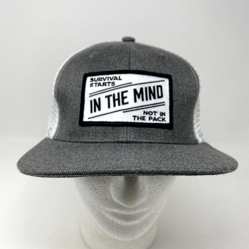 Survival Starts IN THE MIND Not In‎ The Pack Snapback Hat Patch Trucker Mesh